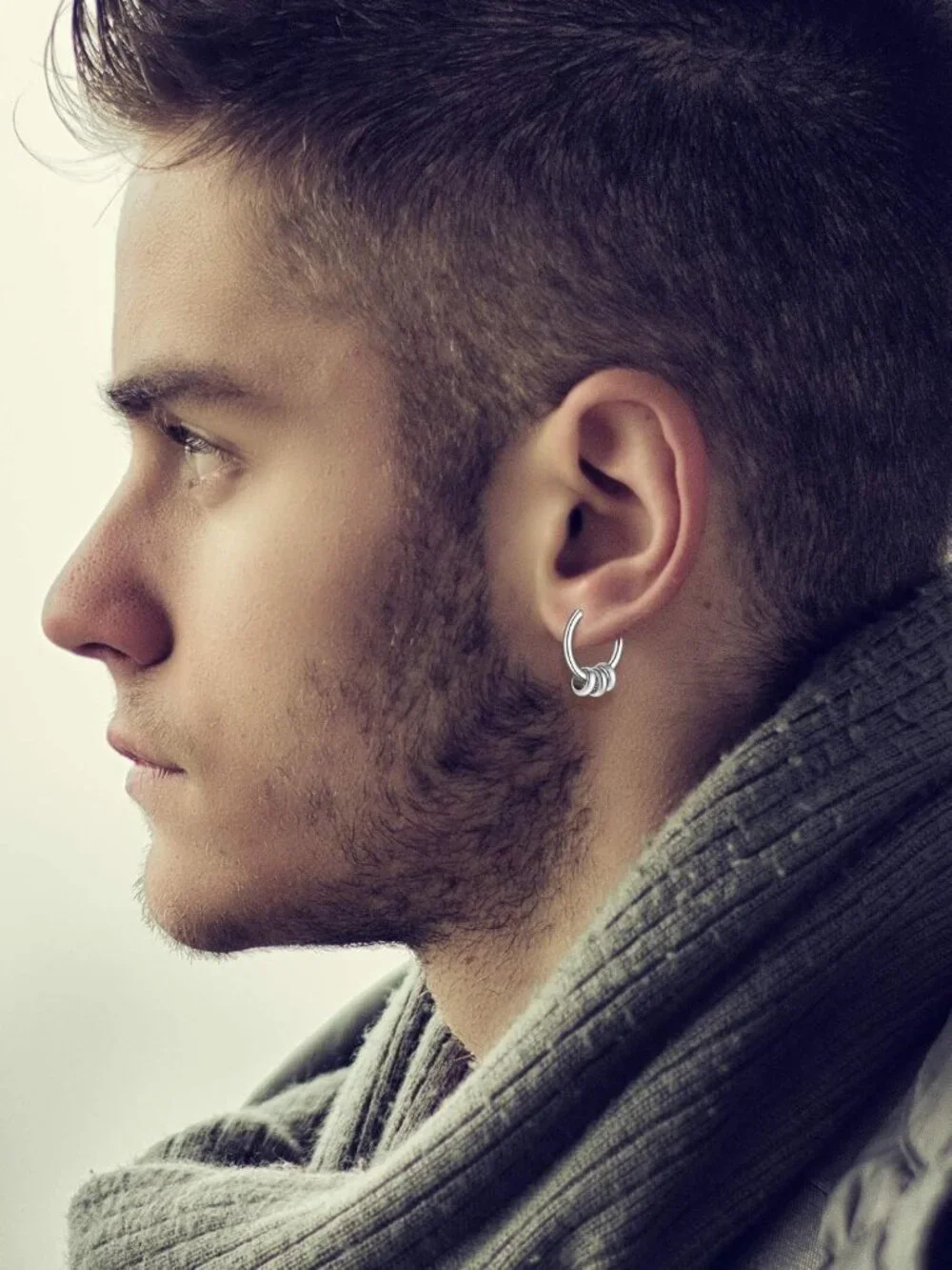20 Pcs Men's Stainless Steel Dangle Earrings - Huggie Hoop & Drop Styles